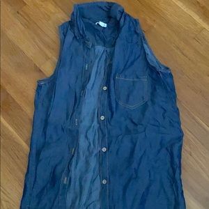 Denim muscle tee button up